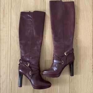Vince Camuto Mahagony Leather Knee High BootSize 8